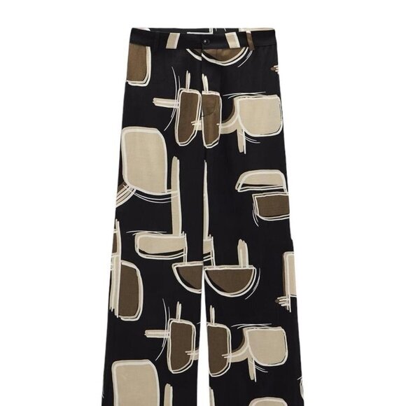 ZARA PRINTED TROUSERS BLACK SIZE S | 3198/043/800 - Picture 1 of 5
